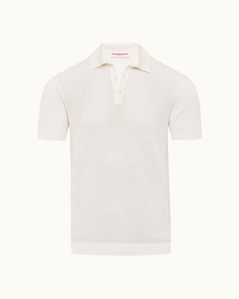 Burnham Tailored Fit Tie Stitch Knit Polo Shirt