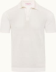 Orlebar Brown Burnham Tailored Fit Tie Stitch Knit Polo Shirt