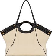 Balmain Large Tote in smooth leather and canvas