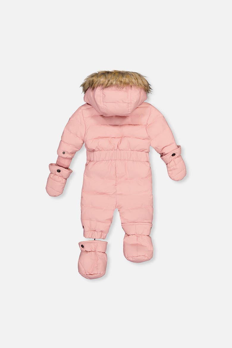 Fleece-Lined Waterproof One Piece Snowsuit, Alternate, color, Pale Dusty Pink