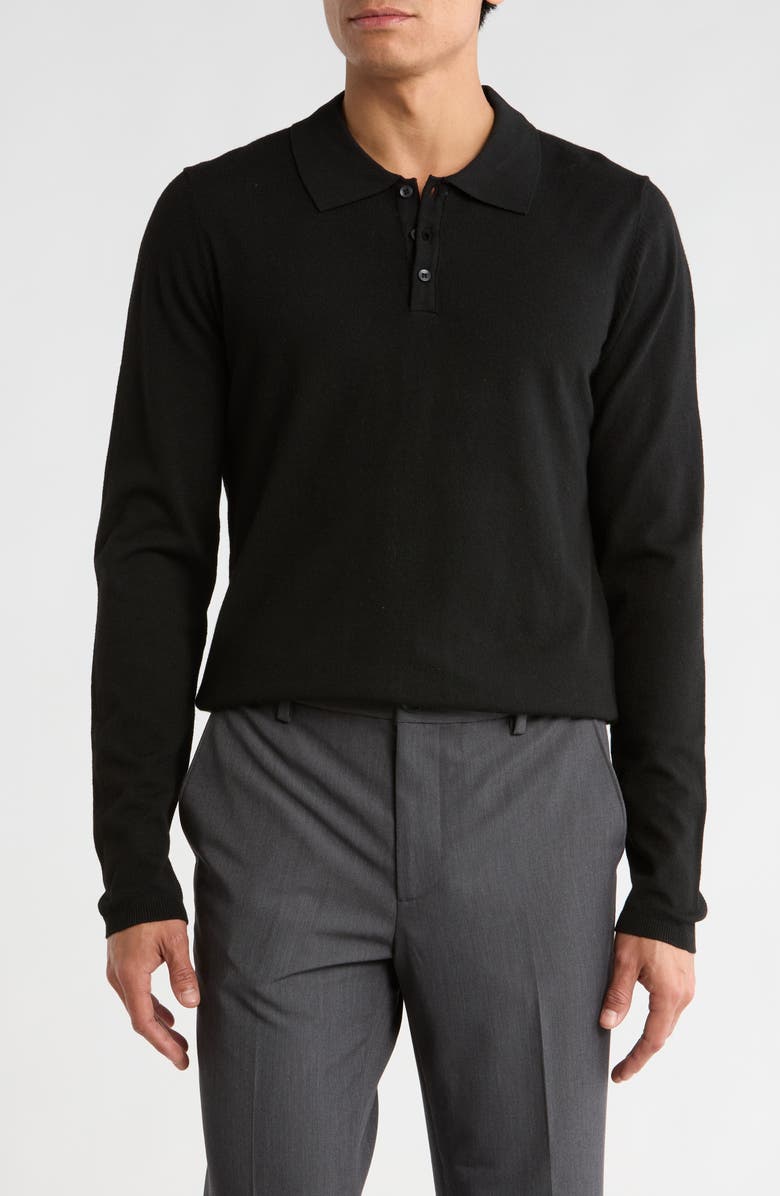 Robert Barakett Daniel Long Sleeve Polo Sweater, Main, color, Black