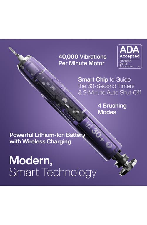 Aquasonic Vibe Series Charcoal Gray Ultrasonic Whitening Toothbrush With 8 Dupont Brush Heads & Trav In Satin Violet