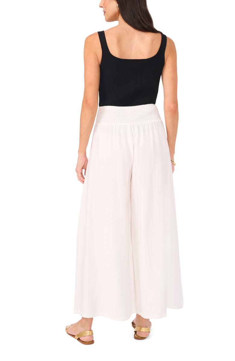 Vince Camuto Smocked Waist Wide Leg Pants, Alternate, color, New Ivory