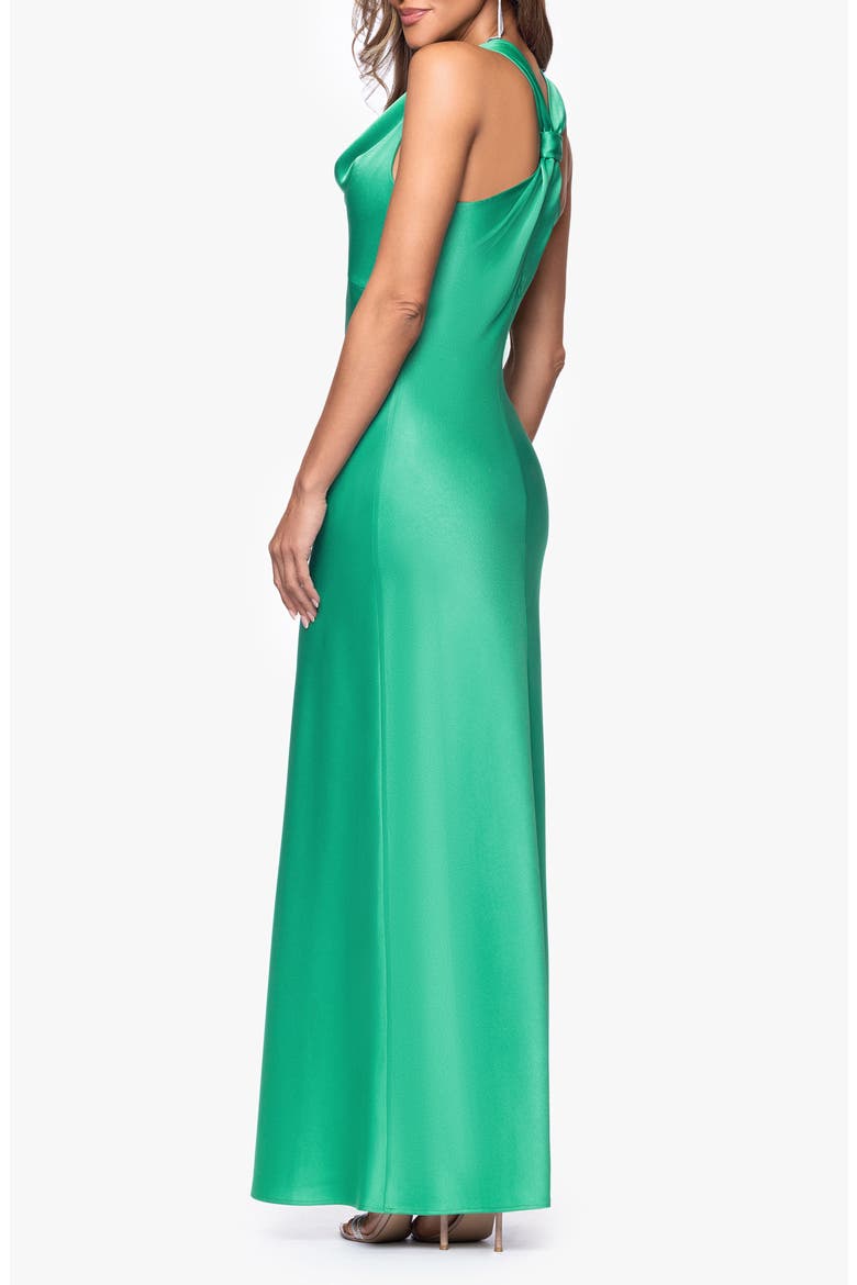 Cowl Neck Satin Gown, Alternate, color, GREEN