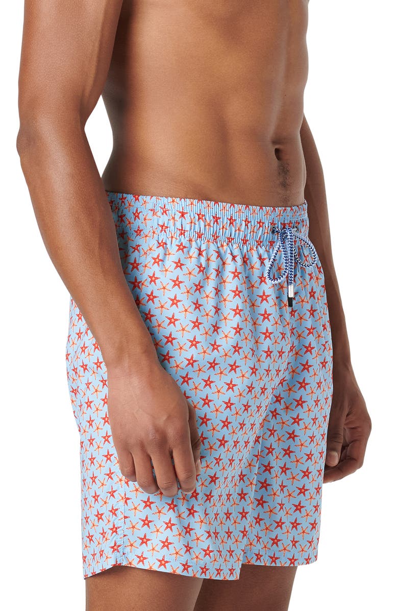 Bugatchi Print Swim Trunks, Alternate, color, Sky