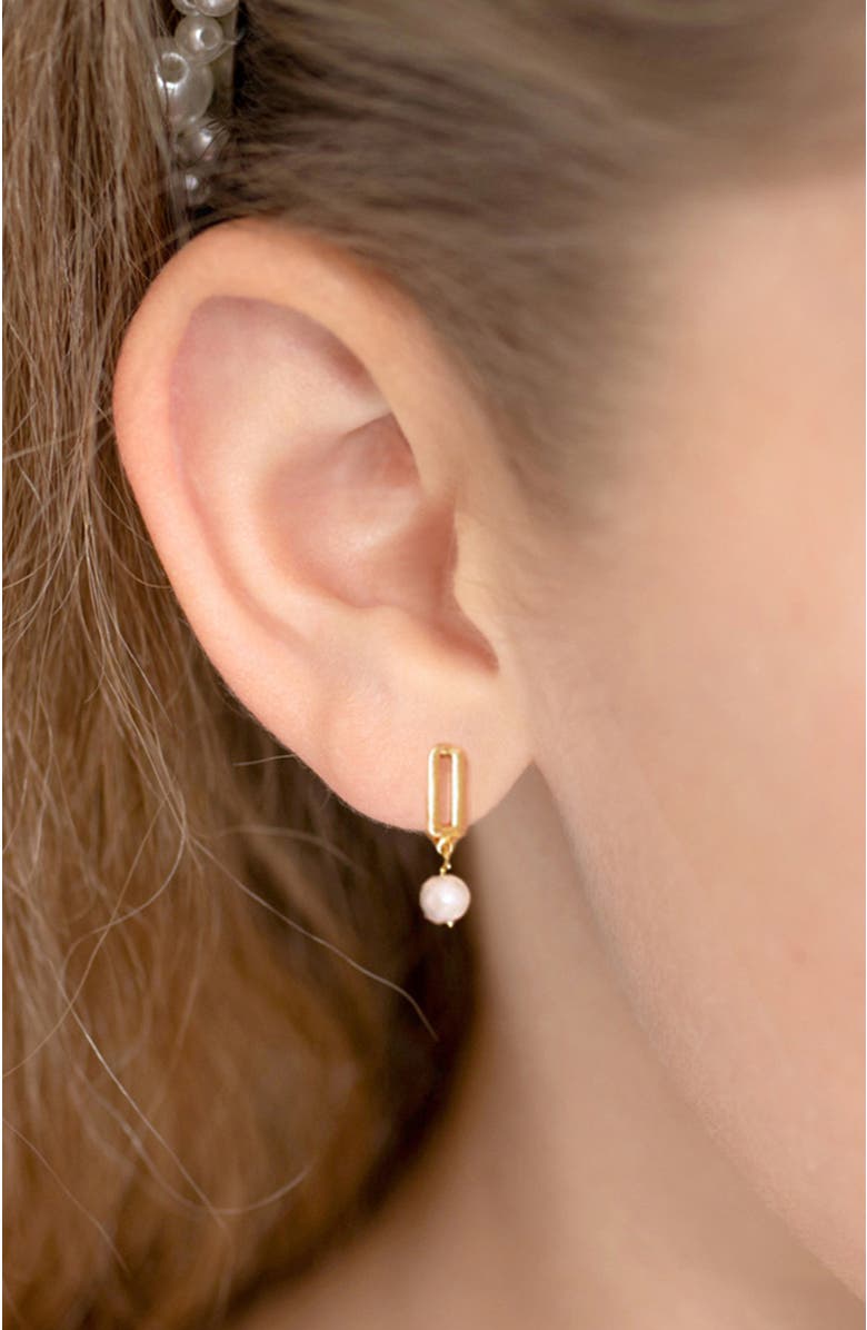 In Season Jewelry 14k Dangle Paperclip Earrings, Alternate, color, White