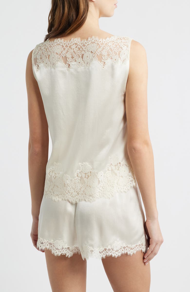DÔEN Viviane Lace Trim Silk Satin Top, Alternate, color, Sea Salt