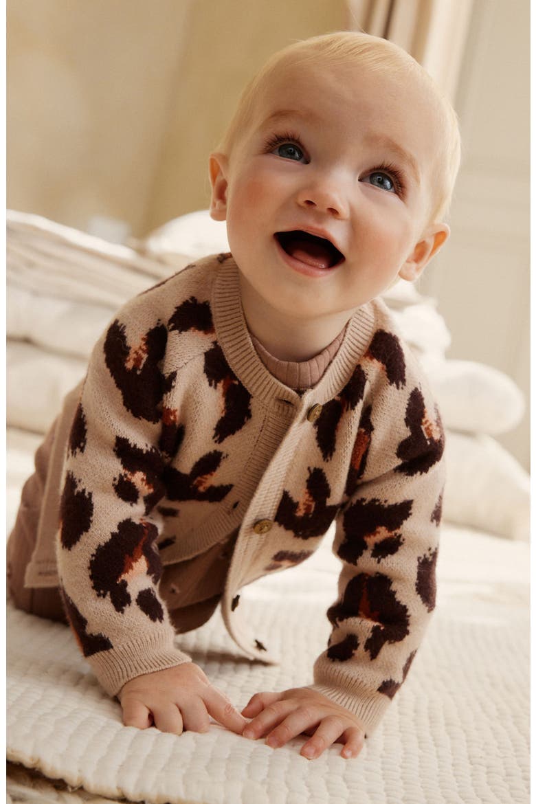 Leopard Jacquard Cardigan, Alternate, color, PINK