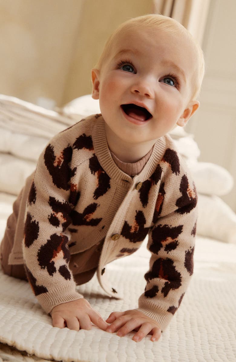 NEXT Leopard Jacquard Cardigan, Alternate, color, Pink