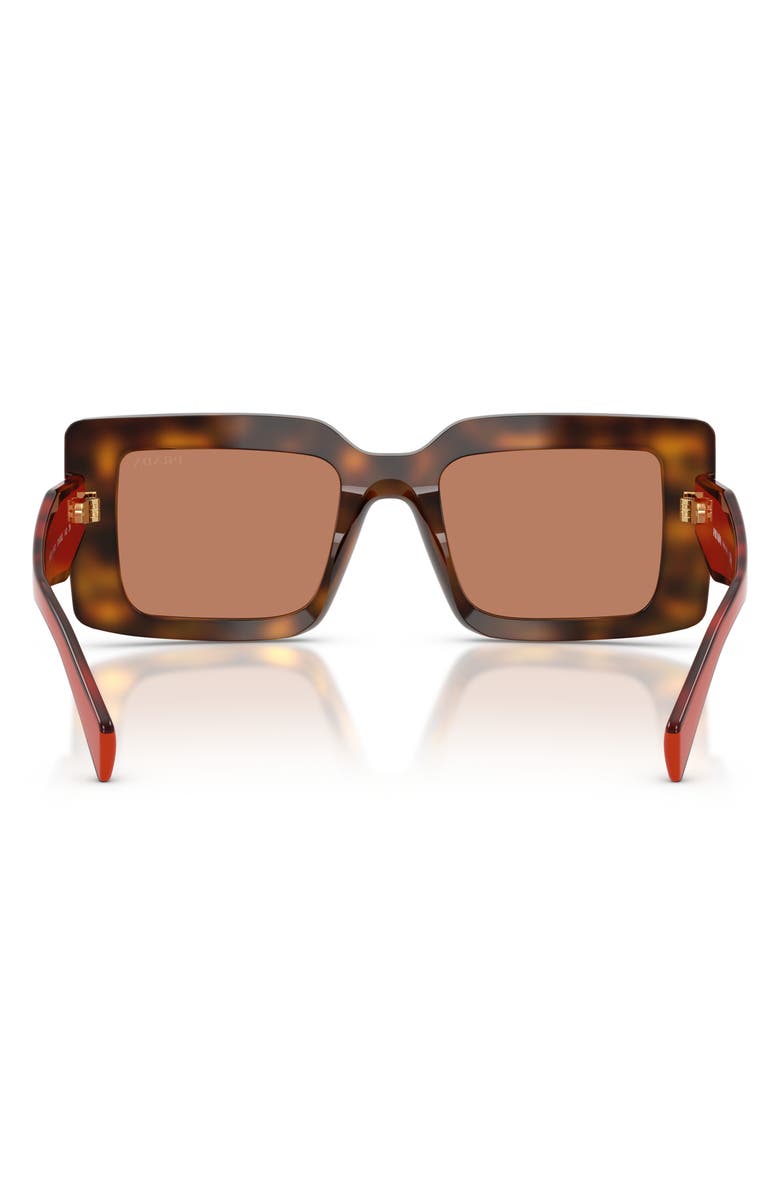 Prada 52mm Rectangular Sunglasses, Alternate, color, Juniper Tortoise / Brown