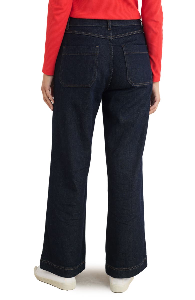 Seasalt Cornwall Sennen Cove High Waist Wide Leg Jeans, Alternate, color, Dark Wash Grain