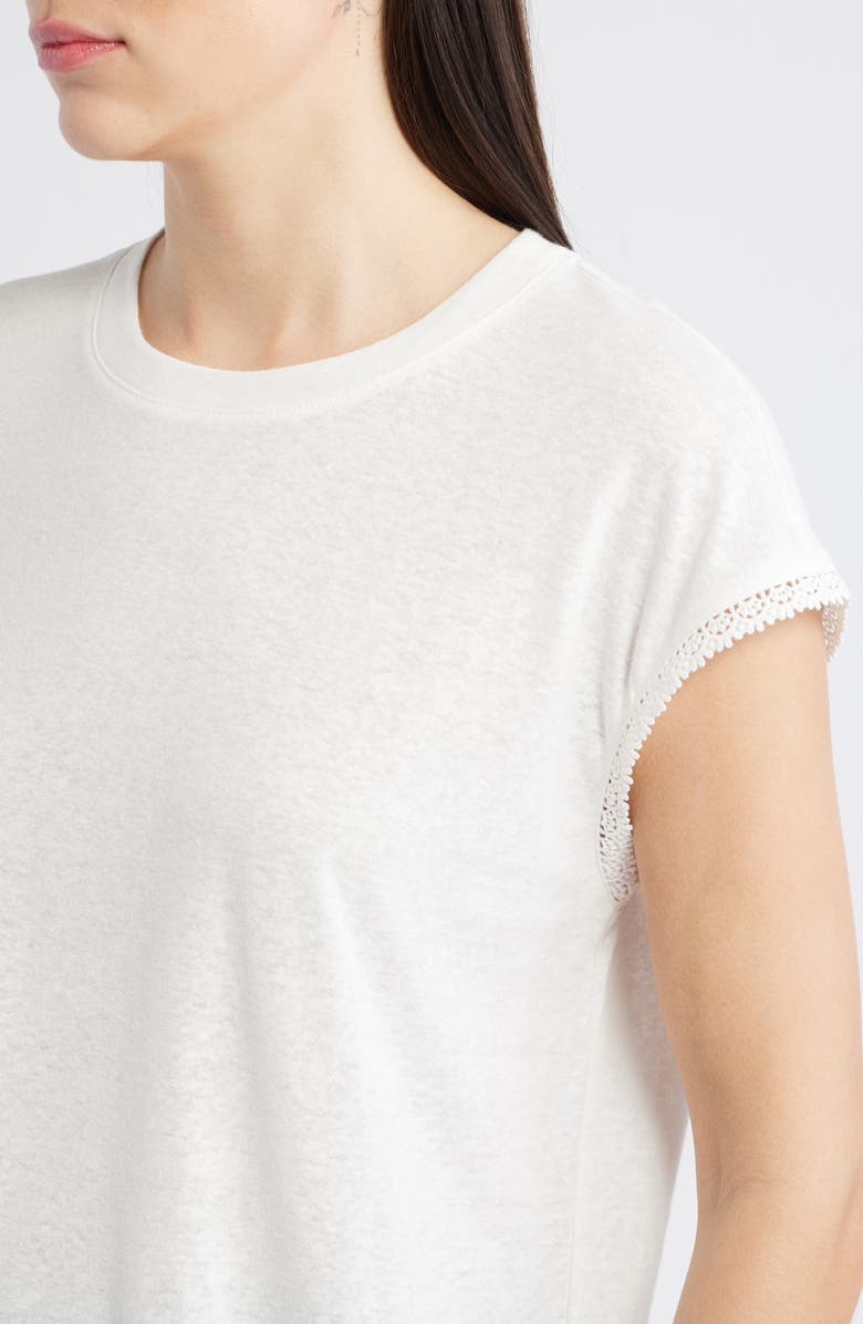 Wit & Wisdom Crochet Cap Sleeve Tee, Alternate, color, Off White