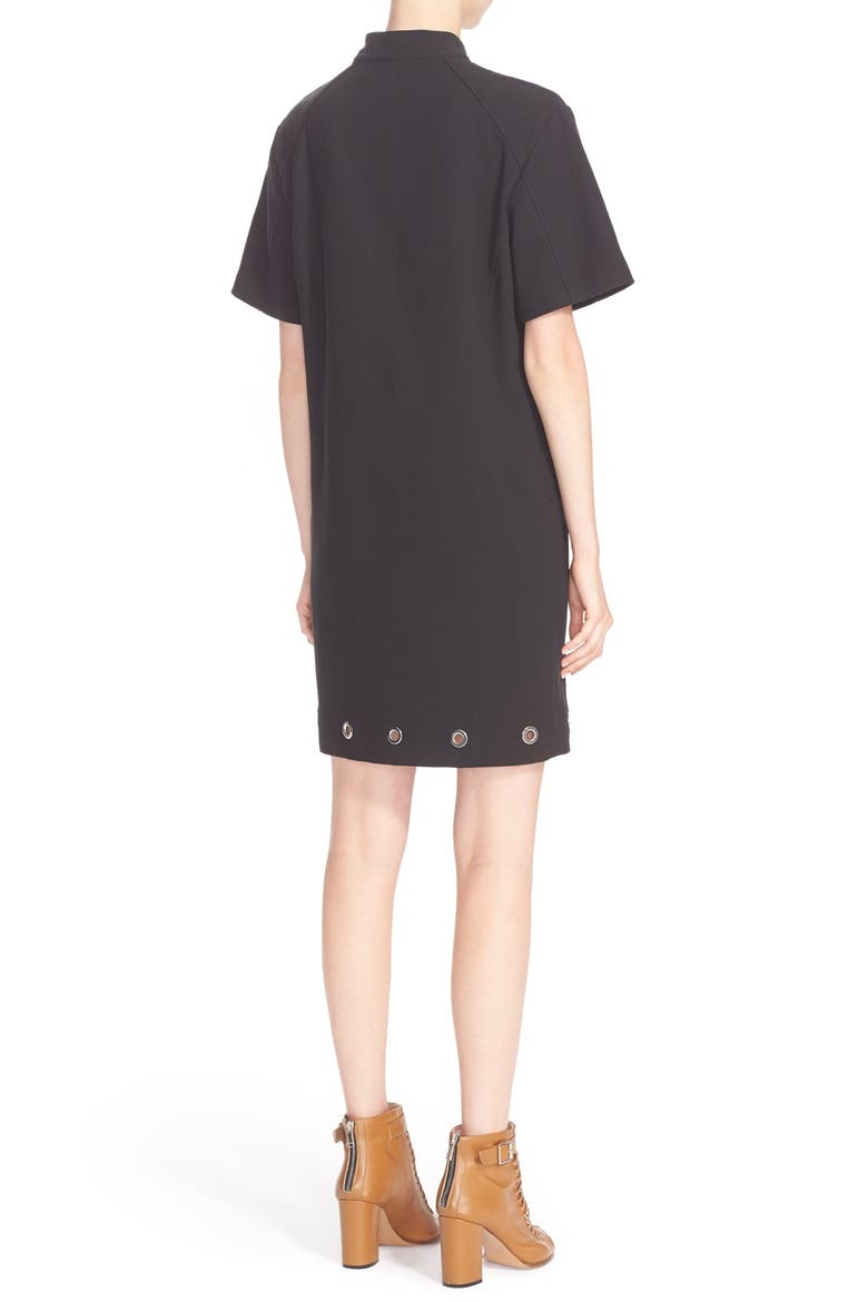 Grommet Detail Stretch Cotton Shift Dress, Alternate, color, BLACK