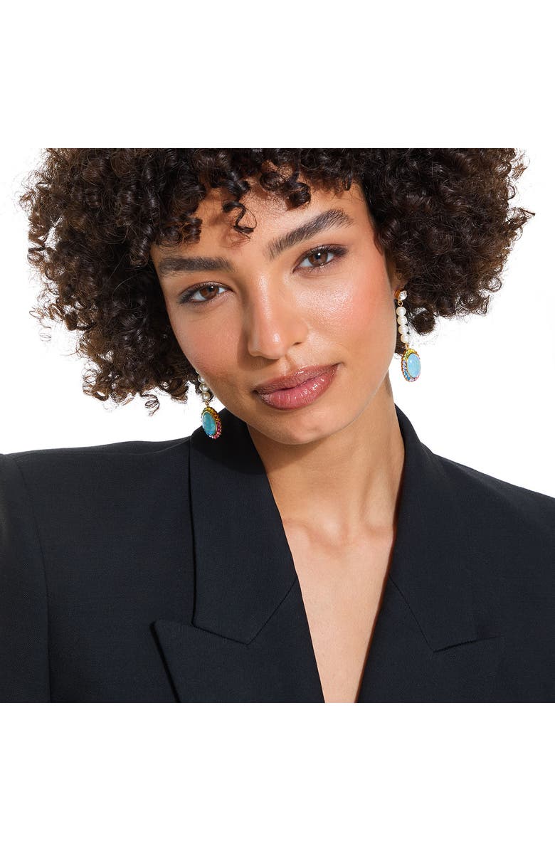 Kurt Geiger London Faux Pearl & Crystal Linear Drop Earrings, Alternate, color, Crystal Multi