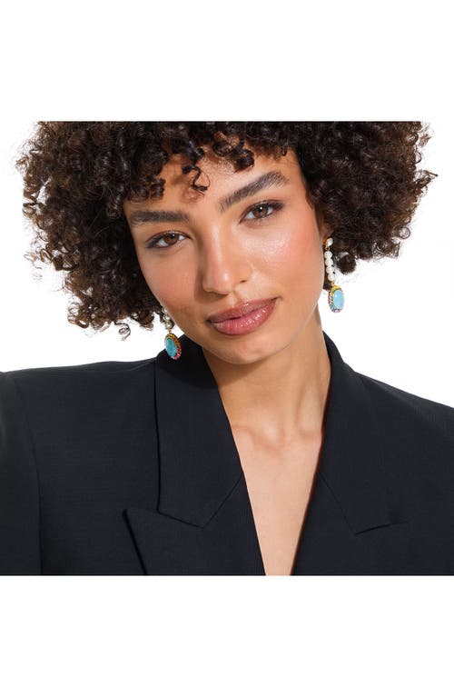 KURT GEIGER KURT GEIGER LONDON FAUX PEARL & CRYSTAL LINEAR DROP EARRINGS