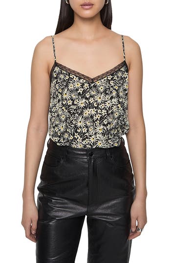 Rebecca Minkoff Sara Lace Trim Silk Camisole In Multi