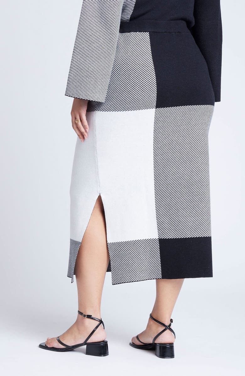 ELOQUII Colorblock Intarsia Sweater Skirt, Alternate, color,