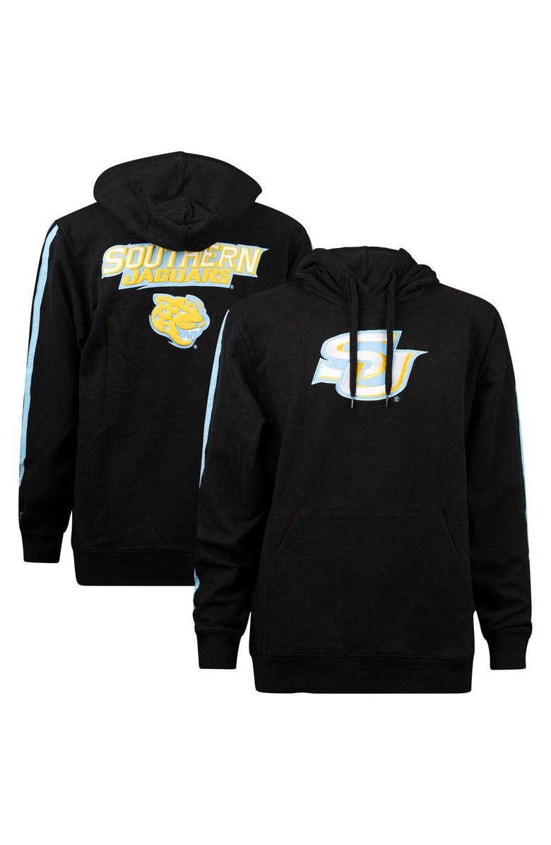 FISLL Men's FISLL Black Southern University Jaguars Oversized Stripes Pullover Hoodie, Main, color, 