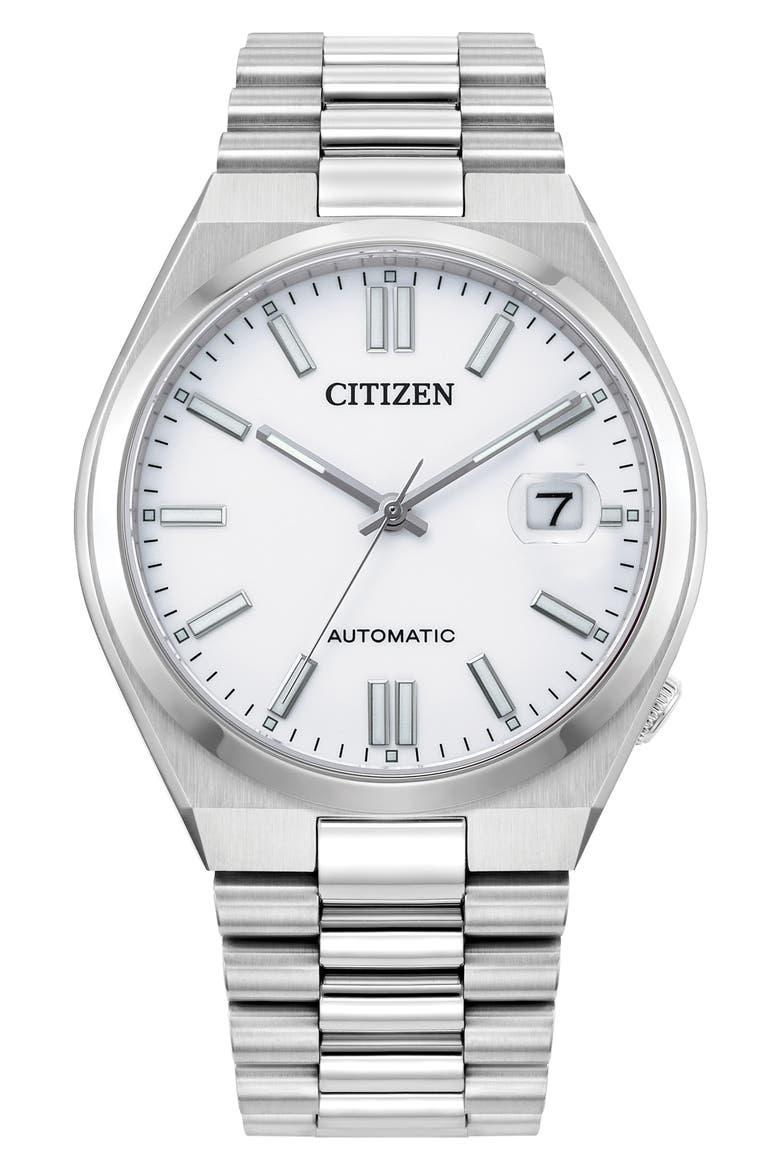 TSUYOSA Automatic Bracelet Watch, 40mm, Main, color, SILVER-TONE WHITE