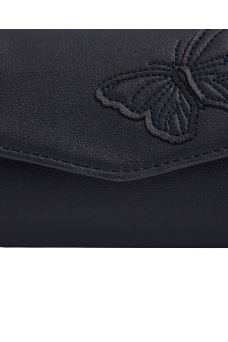 Floral Applique Card Holder Wallet, Alternate, color, Navy