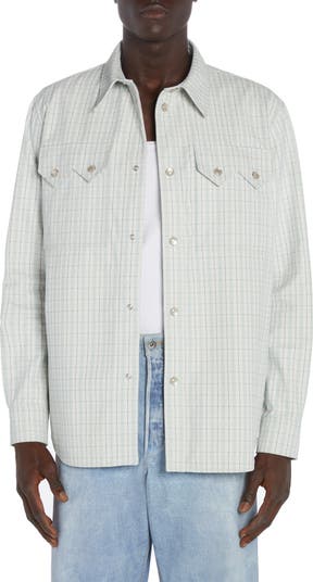 BOTTEGA VENETA | Printed Leather Checkered Shirt Jacket
