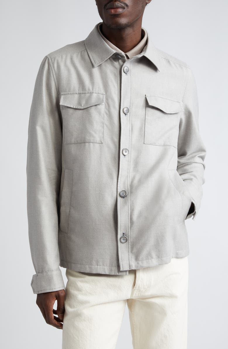 Herno Rain System Water Resistant Cotton, Cashmere & Silk Shirt Jacket, Main, color, 