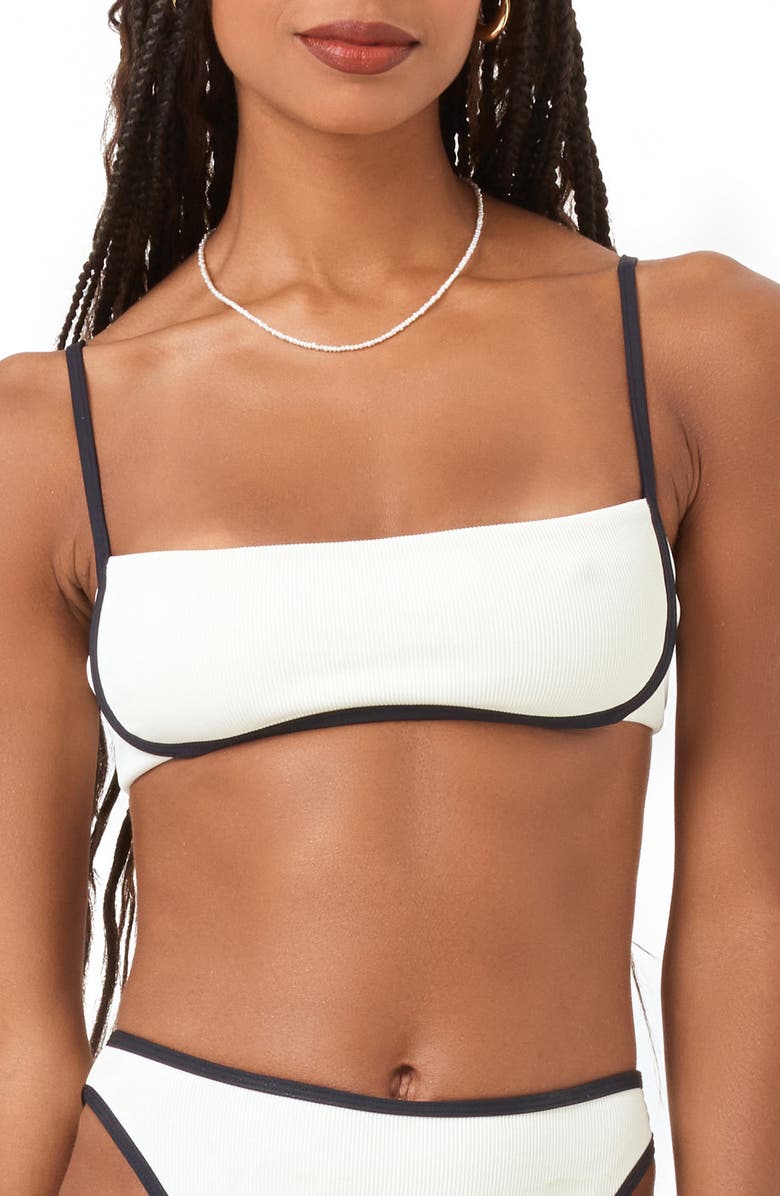 LSPACE Hazel Ribbed Bikini Top, Main, color, Cream/ Black