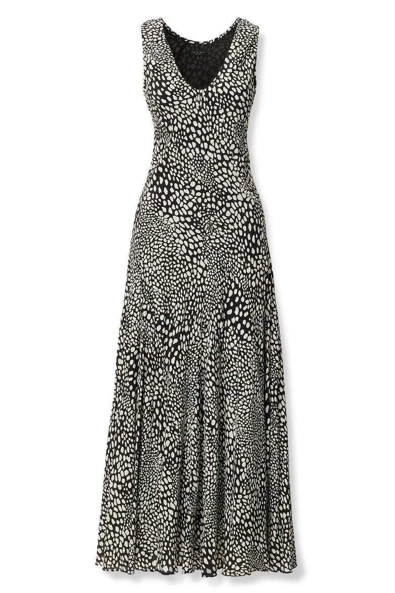 Sinead Print Midi Dress, Alternate, color, BLACK LP