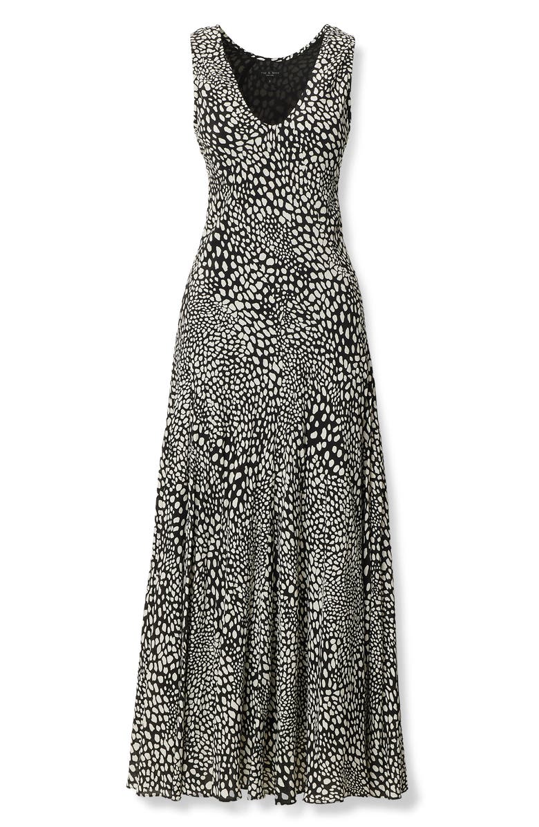 rag & bone Sinead Print Midi Dress, Alternate, color, Black Lp