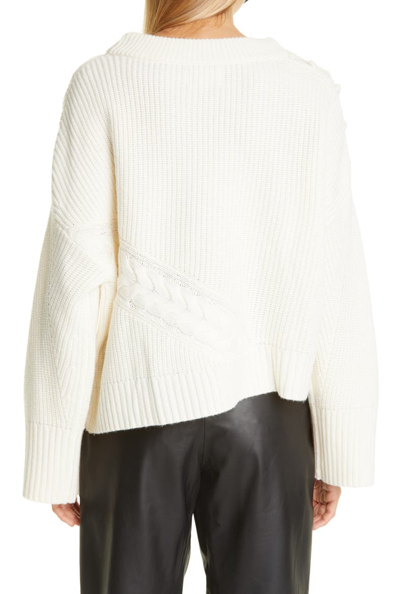 Loulou Studio Cable Popcorn Oversize Wool & Cashmere Sweater, Alternate, color, IVORY