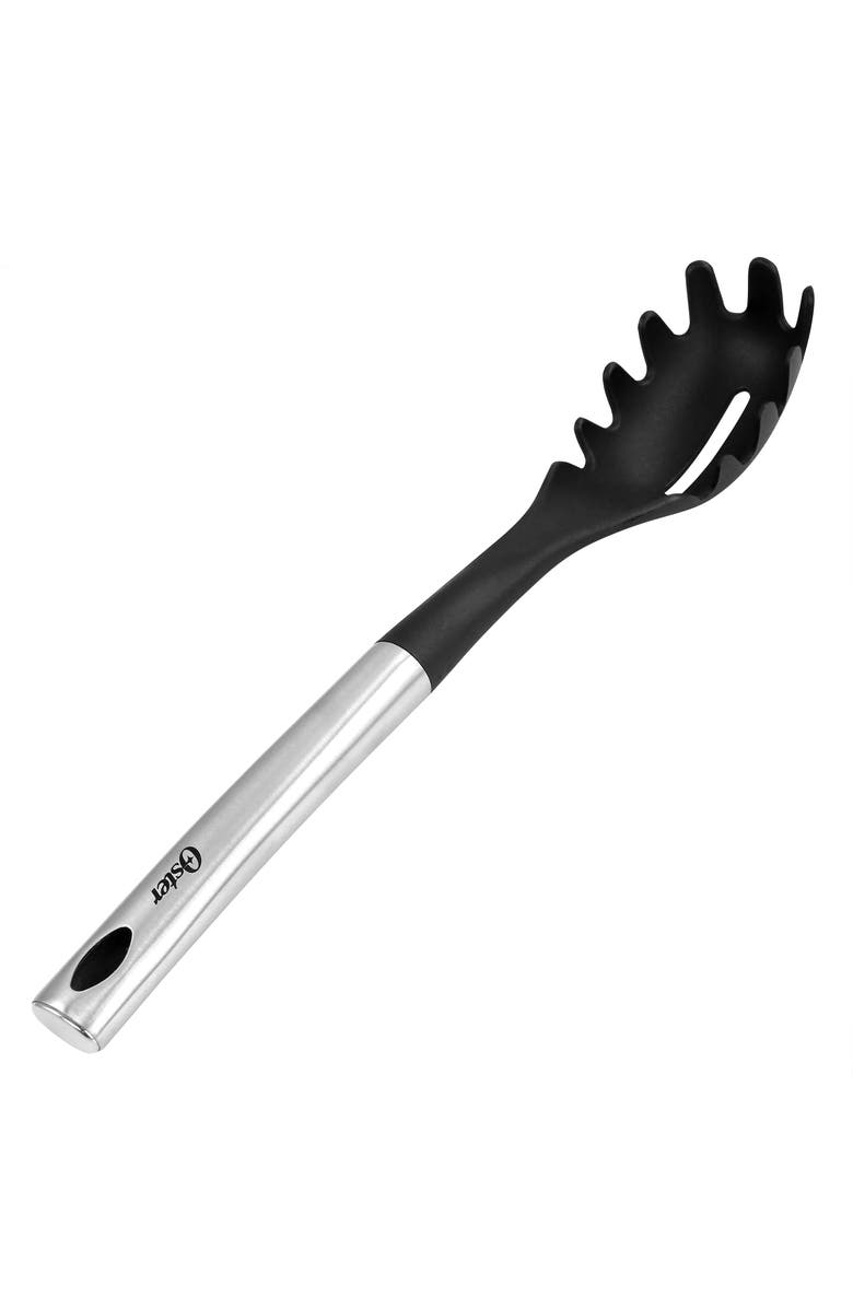 OSTER Baldwyn Nylon Pasta Server Kitchen Utensil with Stainless Steel Handle, Main, color, Black
