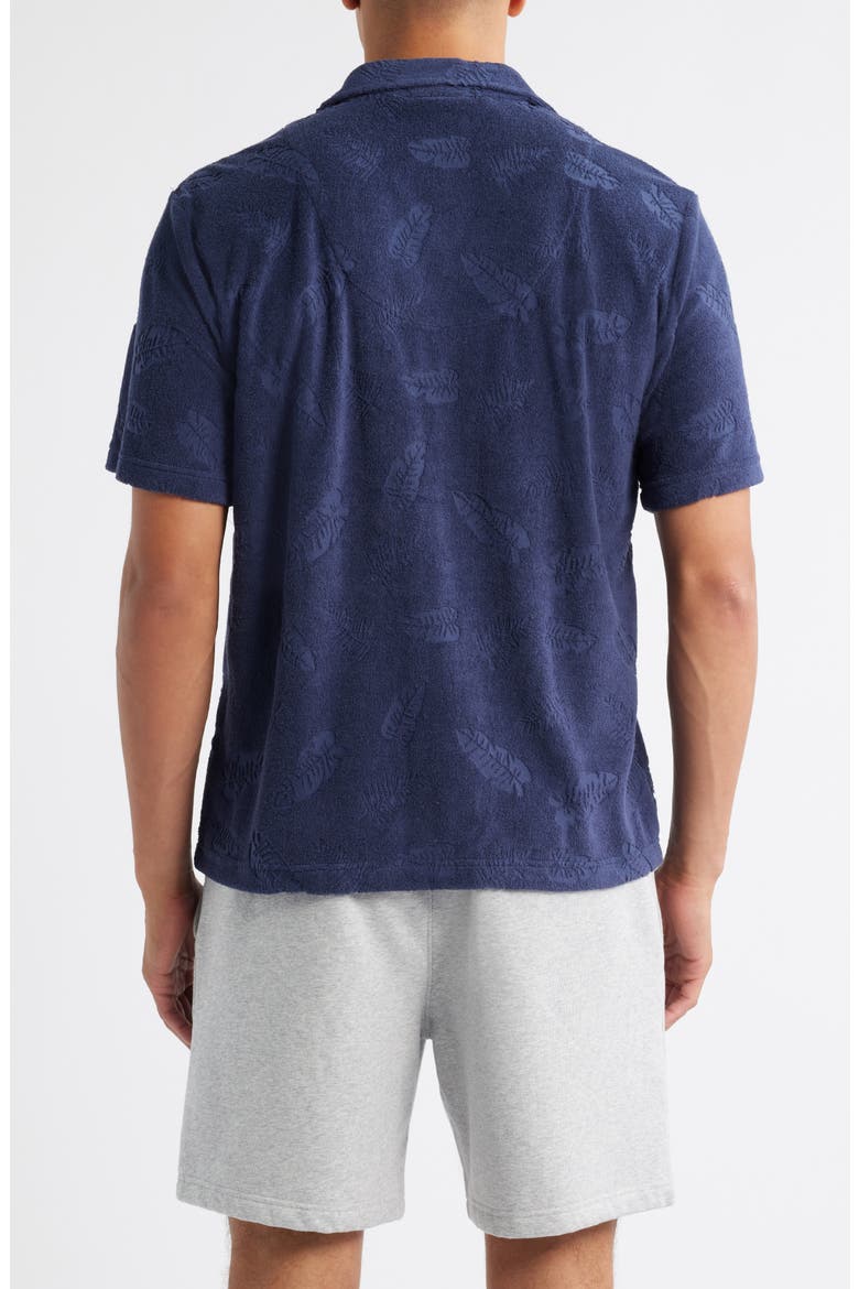 Shadow Hibiscus Cotton Blend Terry Cloth Camp Shirt, Alternate, color, NAVY HIBISCUS