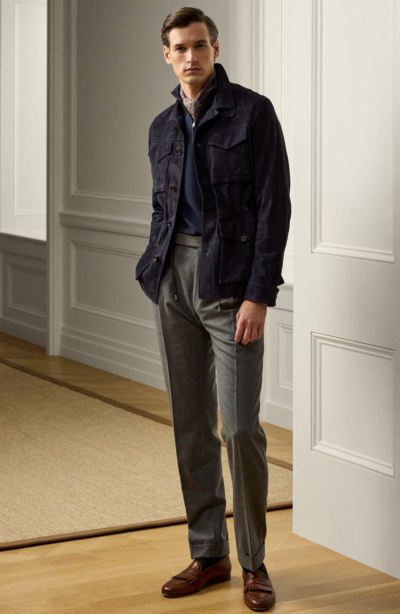 Ralph Lauren Purple Label Wool Piqué Quarter Zip Pullover, Alternate, color, Classic Chairman Navy