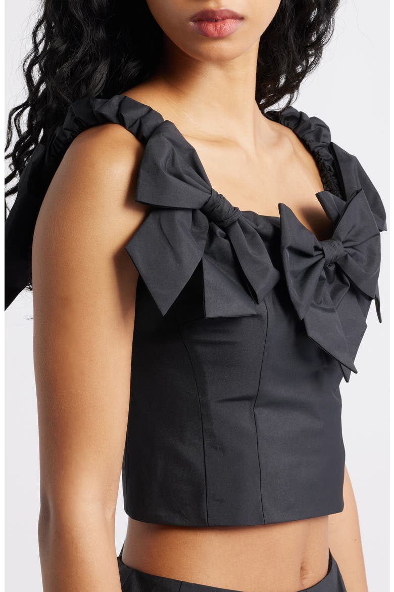 Winston Bow Off the Shoulder Crop Top, Alternate, color, BLACK