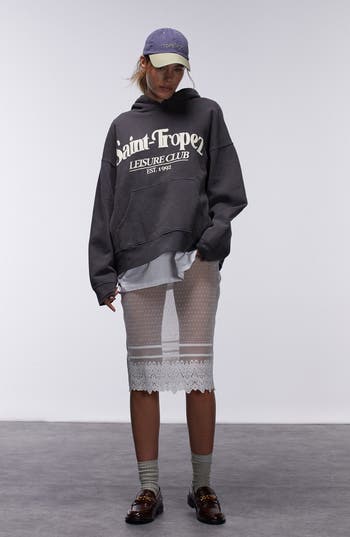 Topshop Sheer Lace 90s Length Skirt In Cream-white In Cream