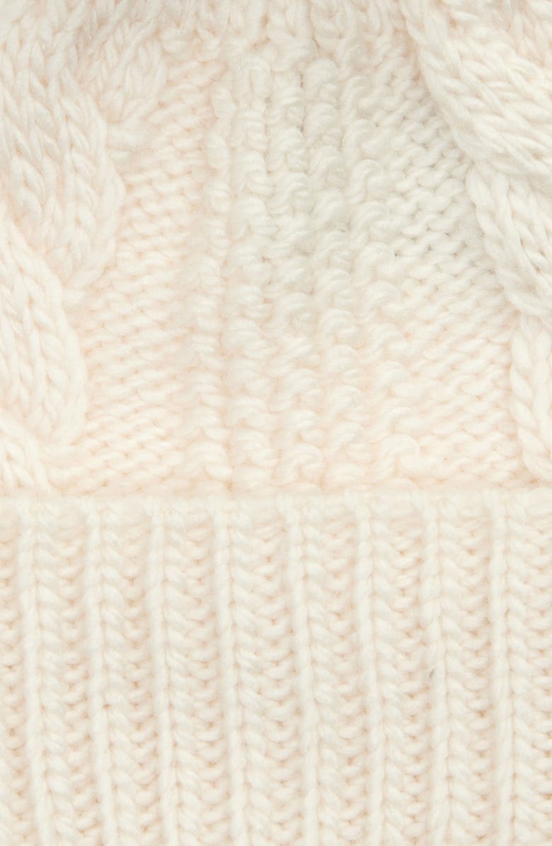 The North Face Kids Oh Mega Beanie with Faux Fur Pom, Alternate, color, White Dune