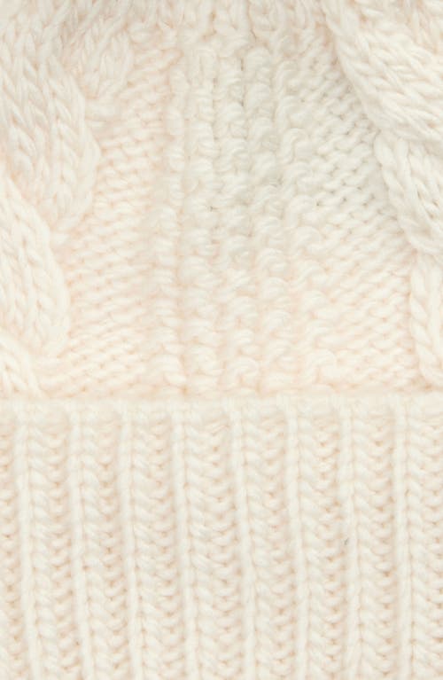 The North Face Kids Oh Mega Beanie With Faux Fur Pom In White Dune