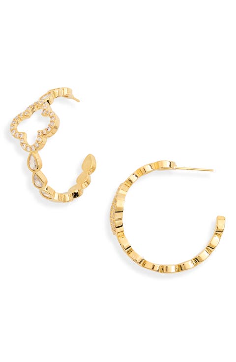 Sonya CZ Clover Hoop Earrings