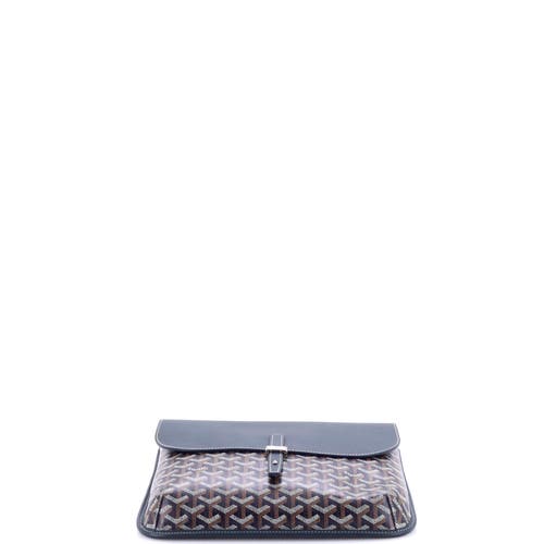 Pre-owned Goyard Goyard Coursier Messenger Bag Coated Canvas And Leather In Blue