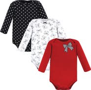 Hudson Baby Essential All-Cotton Long-Sleeve Bodysuit Triple Pack