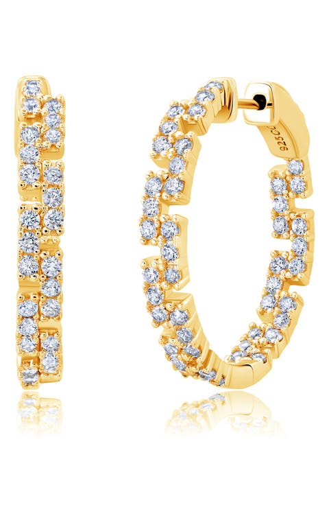 Medium Cubic Zirconia Regal Inside Out Hoop Earrings