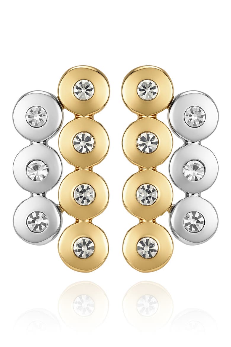 Two Tone Round Stud Earrings, Main, color, TWO TONE