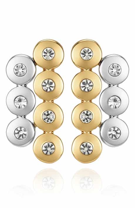Two Tone Round Stud Earrings