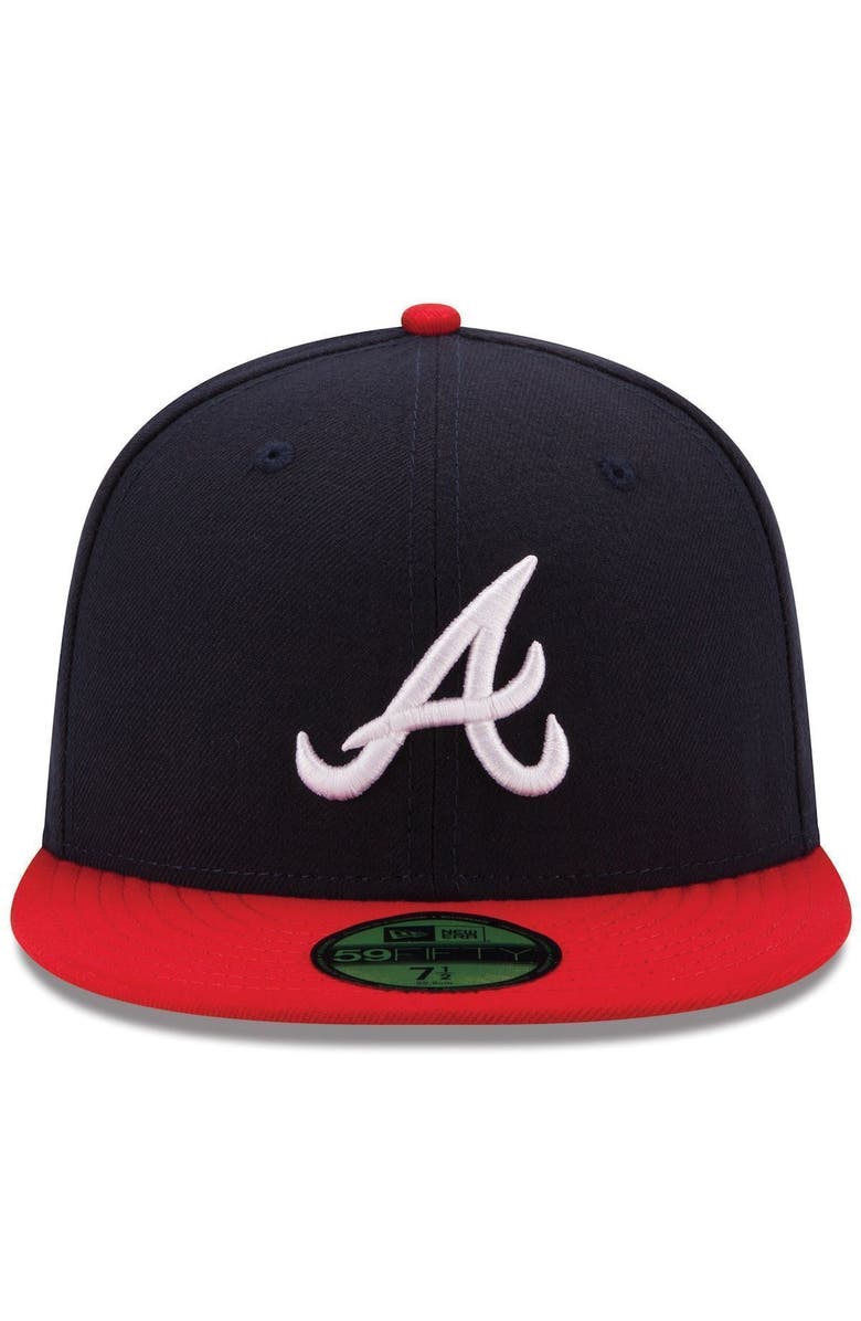 New Era Men's New Era Navy/Red Atlanta Braves Home Authentic Collection On-Field 59FIFTY Fitted Hat, Alternate, color,