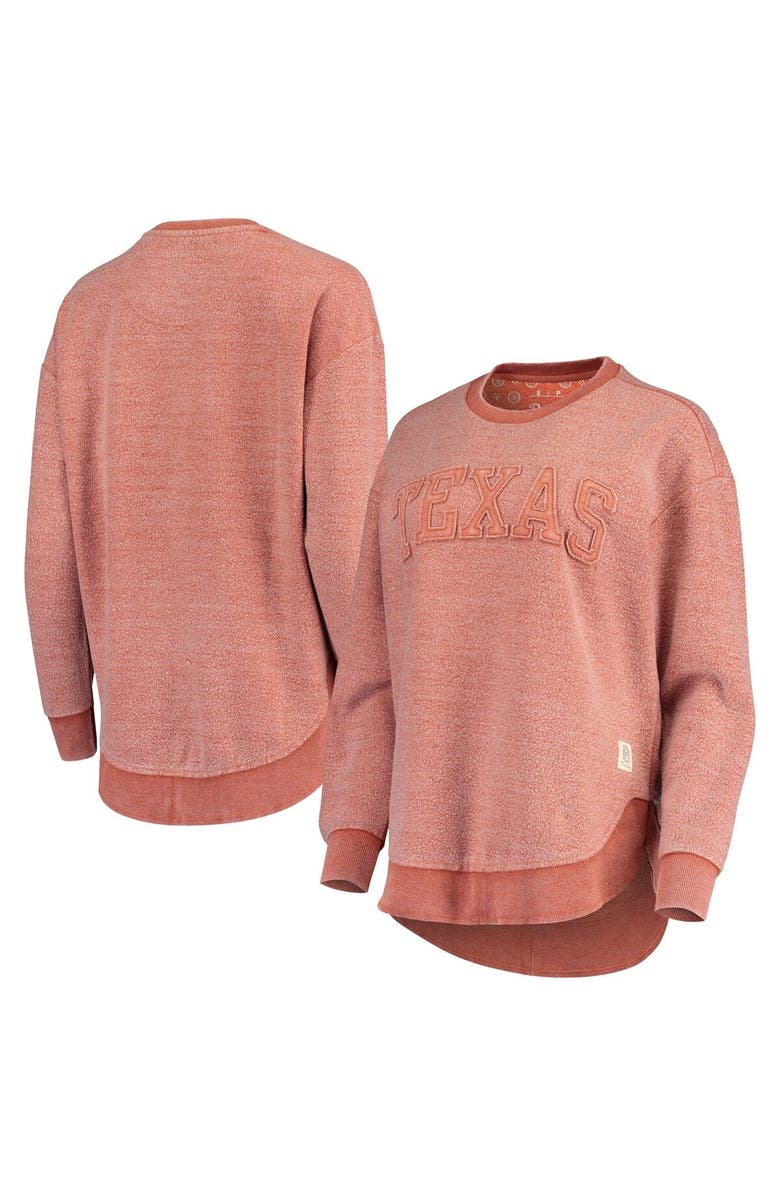PRESSBOX Women's Pressbox Texas Orange Texas Longhorns Ponchoville Pullover Sweatshirt, Alternate, color,