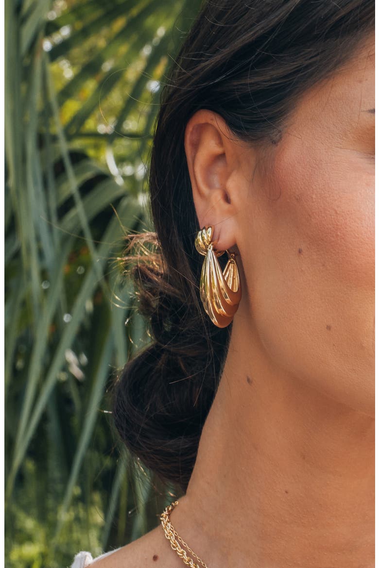 Elodie Hoop Earrings, Alternate, color, GOLD