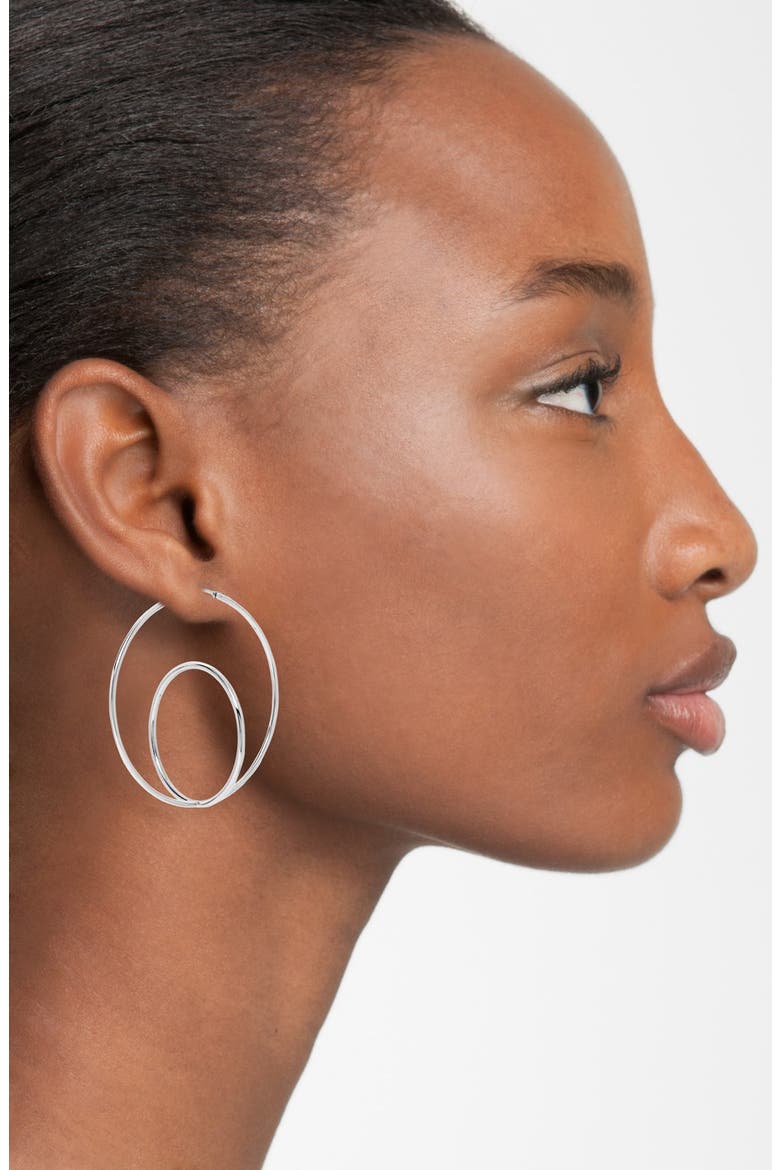 Double Hoop Earrings, Alternate, color, SILVER