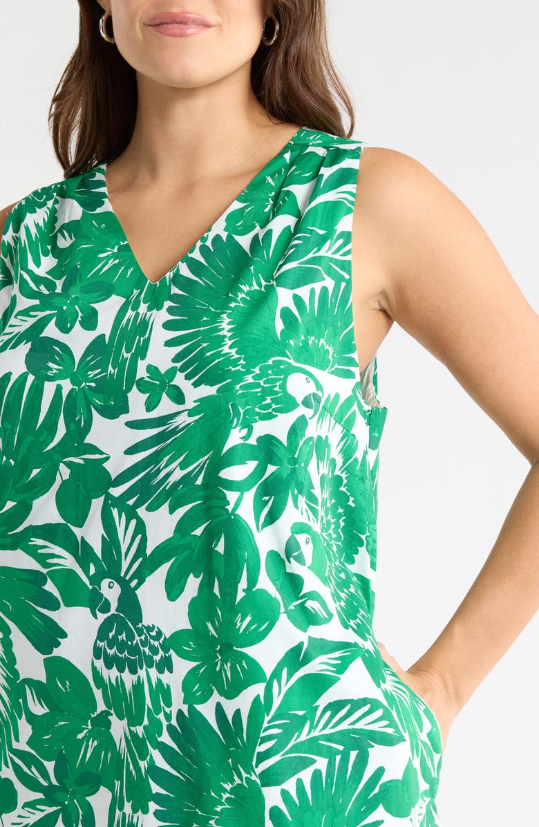 SUGARLIPS Masey Tropical Lerry Cotton Shift Minidress, Alternate, color, White-Greens