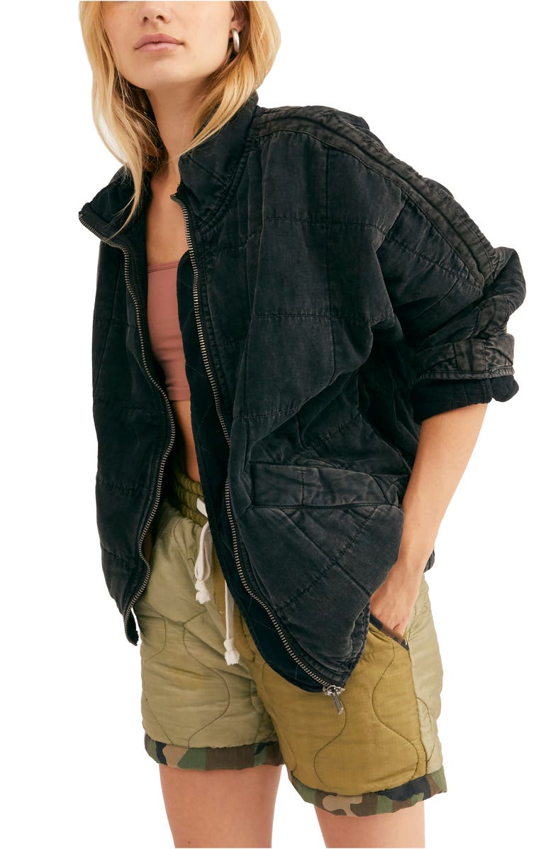 Free People Dolman Sleeve Quilted Denim Jacket, Main, color, 