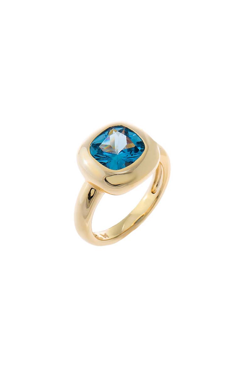 Aquamarine CZ Cushion Cut Ring, Main, color, Sapphire Blue